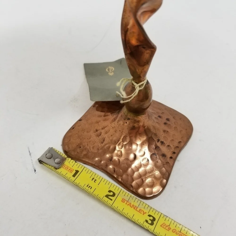 Brutalist Hammered Copper Candlestick 6 Inch New With Tags